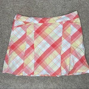 Lady Hagen Plaid Pleated Golf Tennis Skort Orange Yellow Size 10